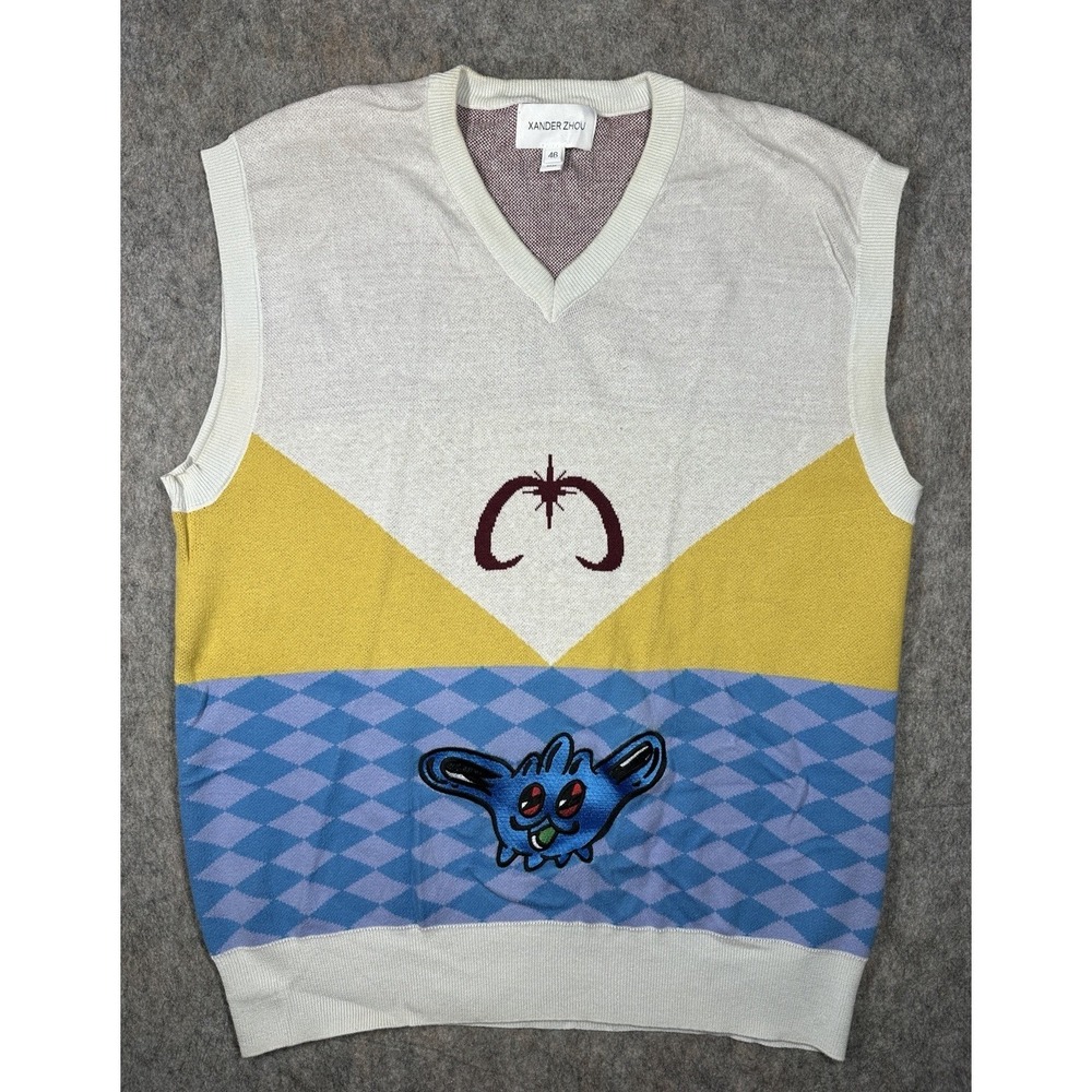 Xander Zhou SS20 Knit Vest Size 46 Graphic Sweater Tank Runway 2020 Designer